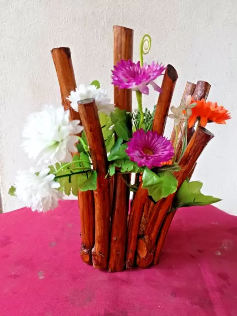FLOWER VASE POPSICLE Sticks Handmade Natural Wood Home And Room