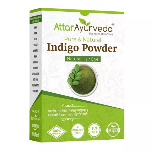 Attar Ayurveda Indigo 100% poudre naturelle pour cheveux noirs avec...