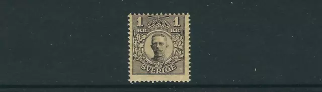 Suède 1911 Gustaf (Scott 72 1k Noir Sur Jaune ) F/VF Mlh