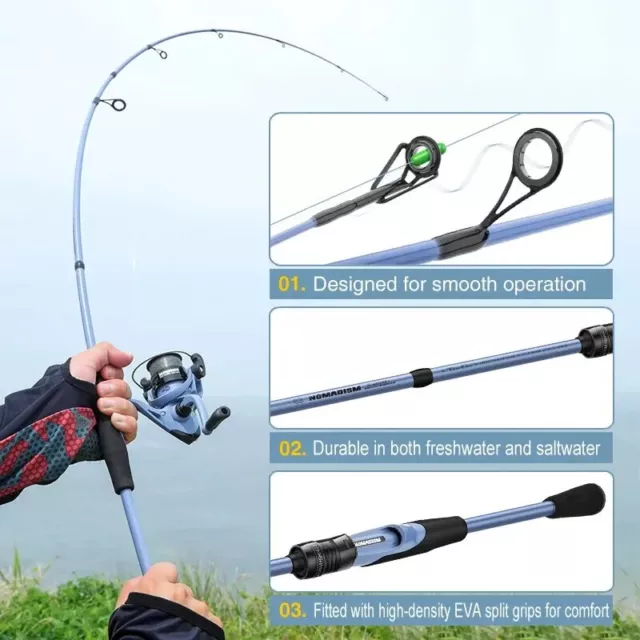 Carbon Fishing Rod M Power Spinning Baitcasting Travel Carbon 2 Section 1.