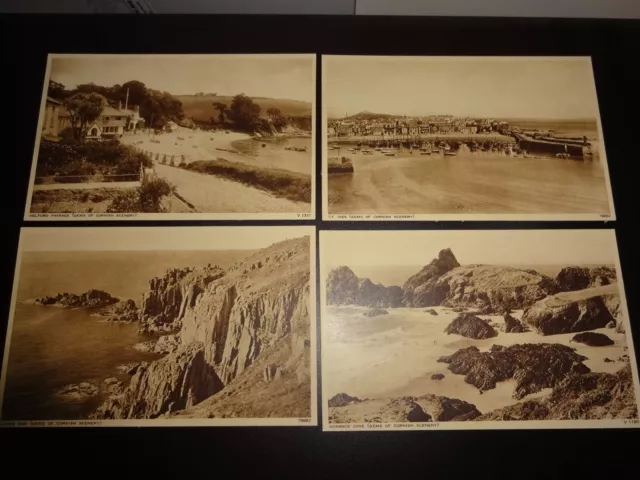 GEMS OF CORNISH SCENERY x 4 St Ives Helford Passage Lands End Kyance Cove c1930s