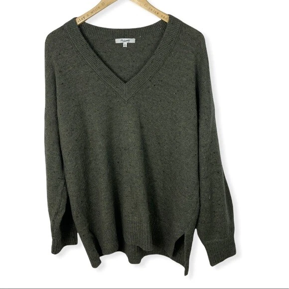 Madewell Donegal Bartlett V-Neck Sweater Cozy Yarn Green Style MA909 Womens XL