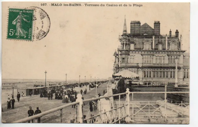 MALO LES BAINS - NORTH - CPA 59 - the Casino Terrace and the Beach