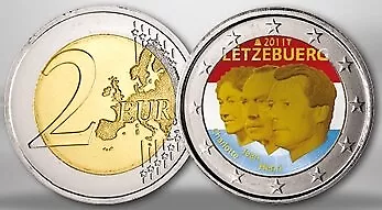 2 Euros Jean du Luxembourg, colorisée