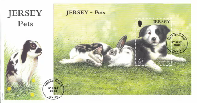 (132930) Pets minisheet GB Jersey FDC 2003