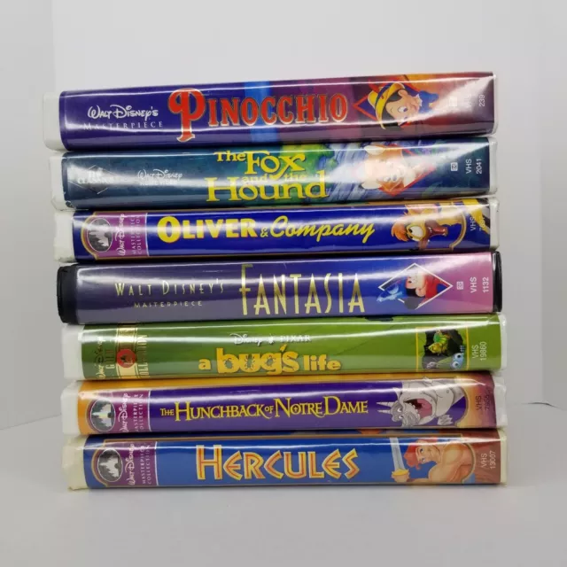 Disney VHS Clamshell Lot of 7 Hercules Bug's Life Fox Hound Oliver and Company