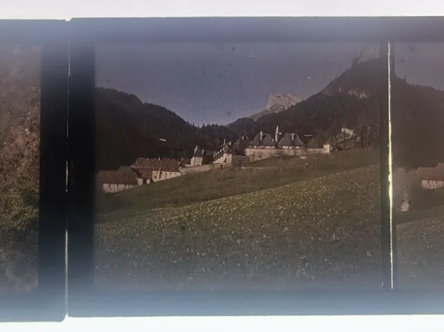 5 Platten Foto Gläser Stereoskopische Farbe Autochrom Dorf Alpes 6x13 1910