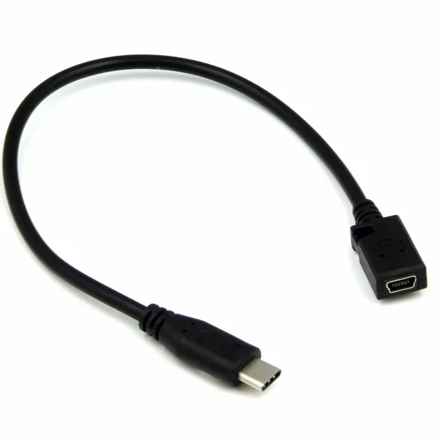Mini USB Female to USB Type C Male Jack Plug Cable Lead Cord Adapter Converter