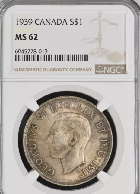 Canada 1 Dollar 1939 NGC MS62