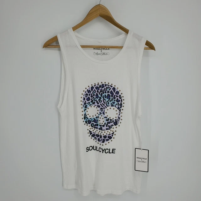 New Soul Cycle X Lauren Moshi Womens Ashlin Leopard Skull Tank Top White Medium New Soul Cycle X Lauren Moshi Womens Ashlin Leopard Skull Tank Top White Medium