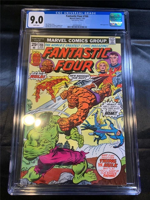 Fantastic Four #166 *CGC 9.0 VF/NM * HTF MARK JEWELERS INSERT MJI *Hulk vs Thing