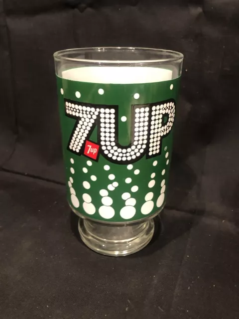 7-Up Soda Vintage 1970's Bubbles Footed Drinking Glass Tumbler