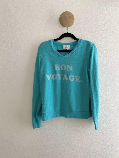 Wildfox Kids Bon Voyage Graphic Vneck Sweatshirt Size 10