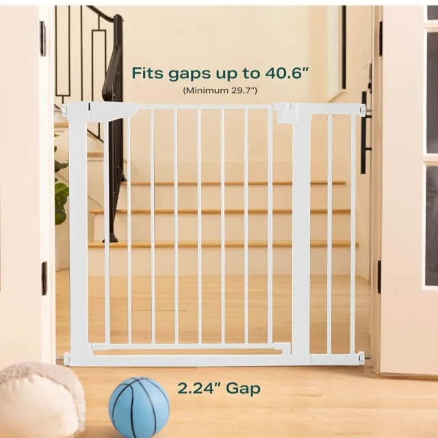 Cumbor 36" Extra Tall Baby Gate with 2-Way Door, 29.7"- 46" Width, White