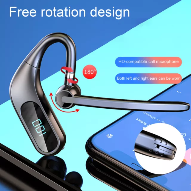 Bluetooth 5.0 Earphone Handsfree Mic Wireless Headset Headphone Earpiece Earbud