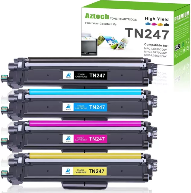  TN-247 TN247 Toner Cartridges Replacement for Brother TN243  TN247 Compatible with MFC-L3750CDW MFC-L3770CDW MFC-L3710CW DCP-L3550CDW  DCP-L3510CDW,HL-L3210CW 4-Pack(CMYK) : Office Products