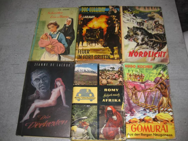 Konvolut, 6 alte Leihbücher, Western Krimi Abenteuer Liebe