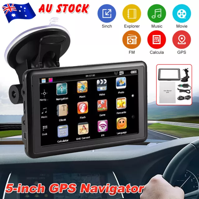 5" Car Navigation GPS Navigator System Sat Nav Lifetime Australia Map HD Touch