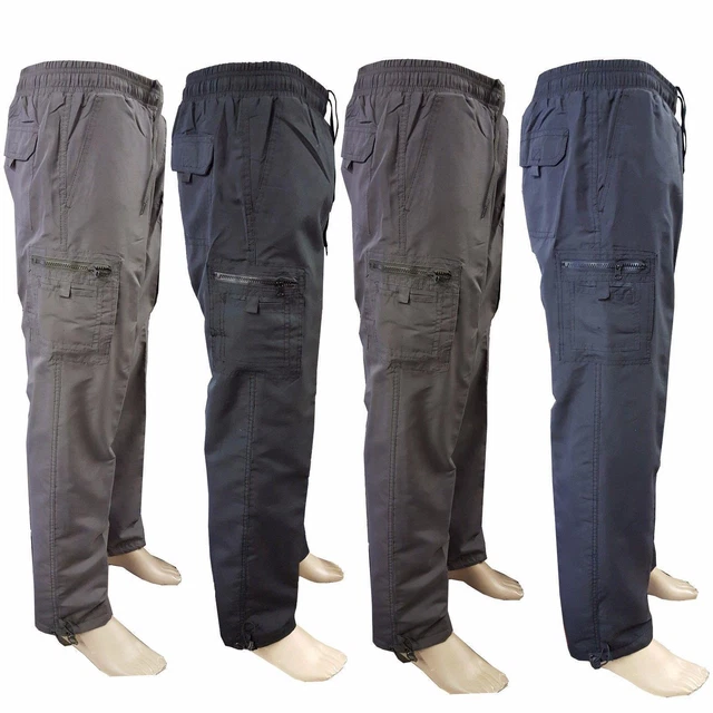 MENS THERMAL FLEECE Lined Elasticated Cargo Combat Work Walking Trousers Pants £15.99 PicClick UK