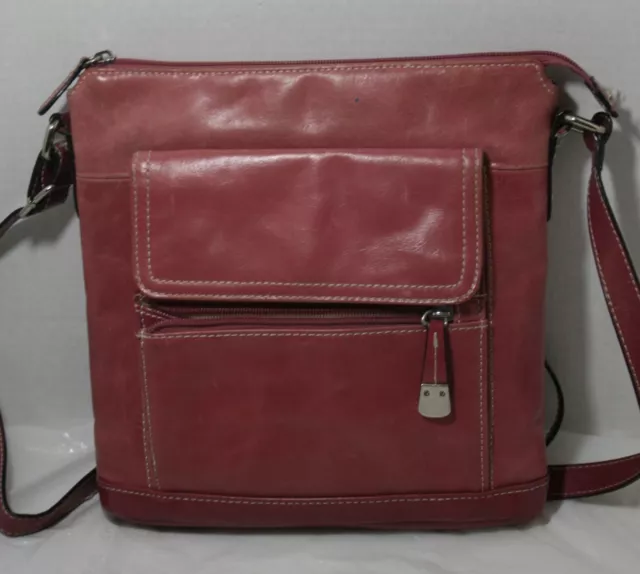 Giani Bernini Venice Crossbody Bag Organizer Handbag Pink Glazed Leather 2