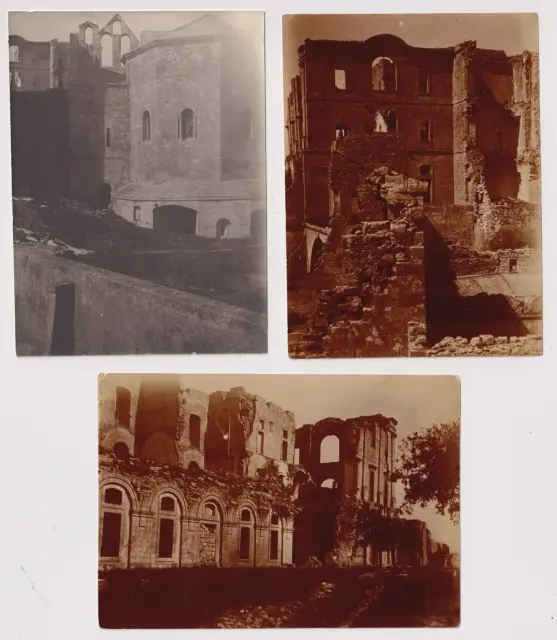 Lot de 3 photographies - Abbaye de MONTMAJOUR c.1905 - Vintage prints