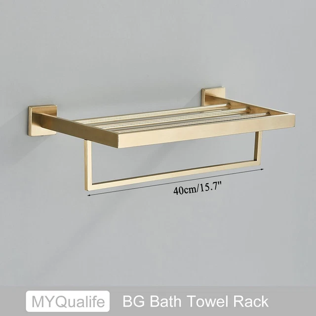 Stainless Steel Towel Bar Rack Toilet Roll Paper Holder Robe Hook Hardware Set