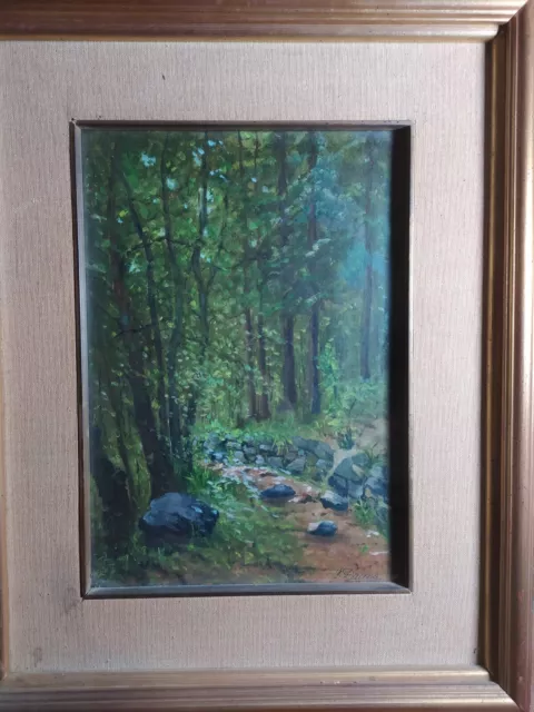 Quadro Dipinto - Olio su tela - Paesaggio (Bosco)