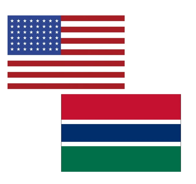 3'x5' Polyester USA & Gambia Flag Set; One Flag for Each Country