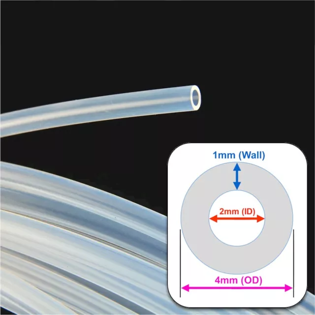 NEW Teflon Tubing Natural High Purity/HP PFA 4mm OD x 2mm ID x 1mm Wall