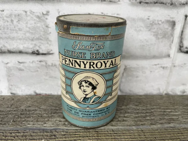 Vintage Lan-Tox Nurse Brand Pennyroyal The De Pree Holland, Michigan - Empty Can