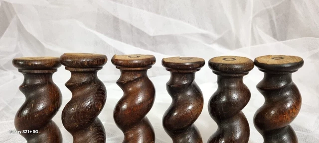 6 Barley twist turned spindle Column Antique french architectural salvage 4.8 in 3