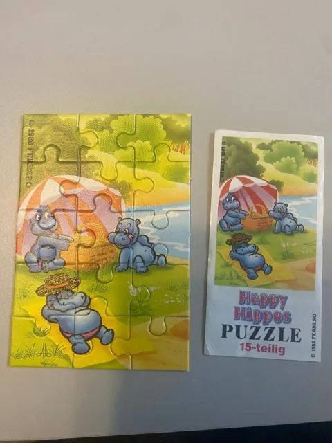 Super Puzzle -Happy Hippos 1988 ol  TOP ZUSTAND incl  BPZ