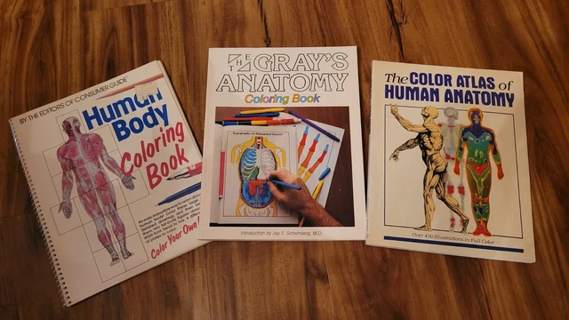 2 LIVRES DE coloriage anatomie du corps humain et 1 livre atlas couleur ...