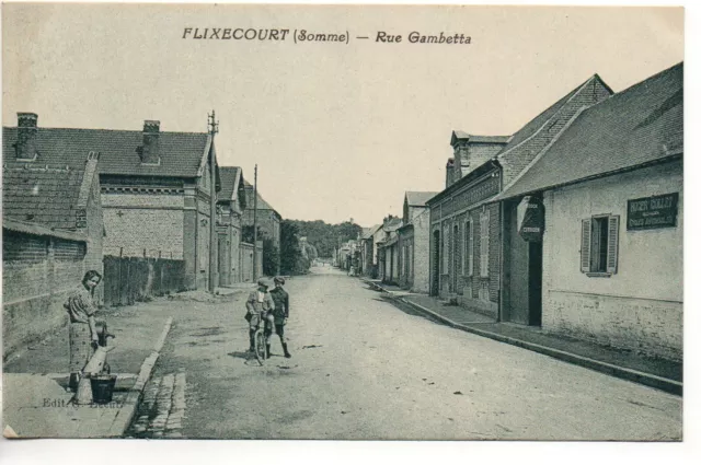 FLIXECOURT - Somme - CPA 80 - la rue Gambetta
