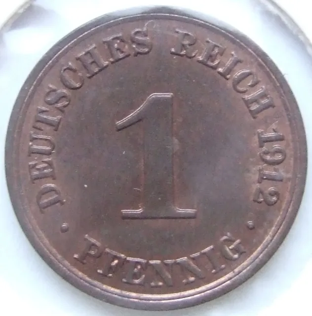 Moneta Reich Tedesco Impero Tedesco 1 Pfennig 1912 A IN Brillant uncirculated