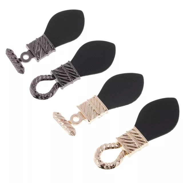 1 Set Schwarz Leder Knebelknopf Mantel Jacke Duffle Metall DIY Verschlüsse