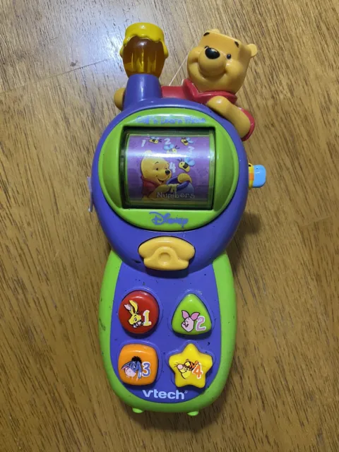 Vtech Disney Winnie the Pooh Call N Learn Toy Phone Used WORKS FS