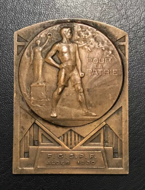 Alger 1930, Médaille de récompense en bronze  POUR LA PATRIE,  F.G.S.P.F