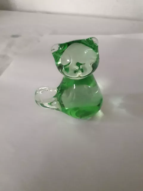 Figurine Chat en cristal vert pâle