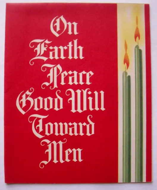 Candles Good Will Towards Men vintage Christmas greeting card *KK10