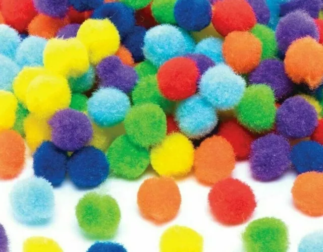 Small Easter Craft Pom-Poms with Self Adhesive Dots Size 10mm. Mixed Colour Pack