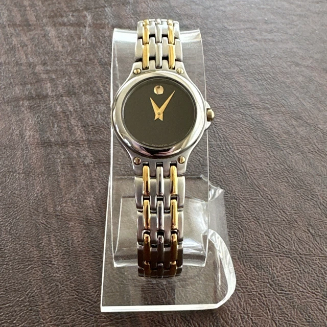 Orologio da donna Movado 81 E4 9829 Quadrante museo bicolore - Batteria nuova!