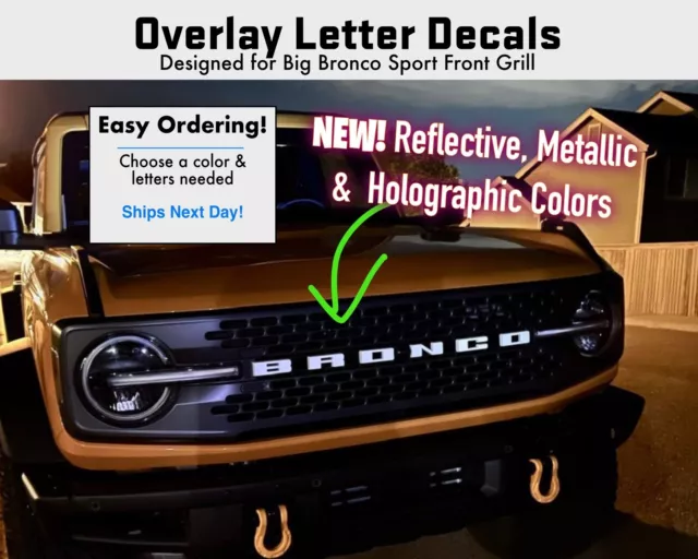 Holographic Grill Letters Overlay Decal for 2021+ for Ford (Full Size) Bronco