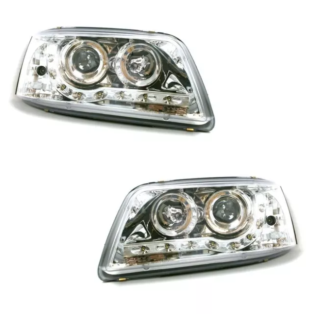 VW Transporter T5 Van 2003-2010 Projector LED DRL R8 Look Headlights Chrome Pair