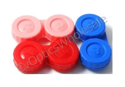 3x Contact Lens Soaking Storage Case Red/Pink/Blue