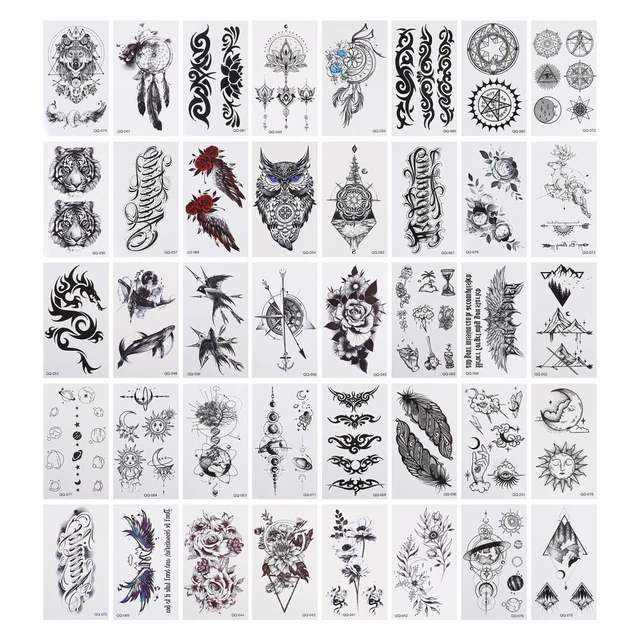40 Sheets Gothic Tattoo Sticker Fake Tattoos Stickers Harajuku