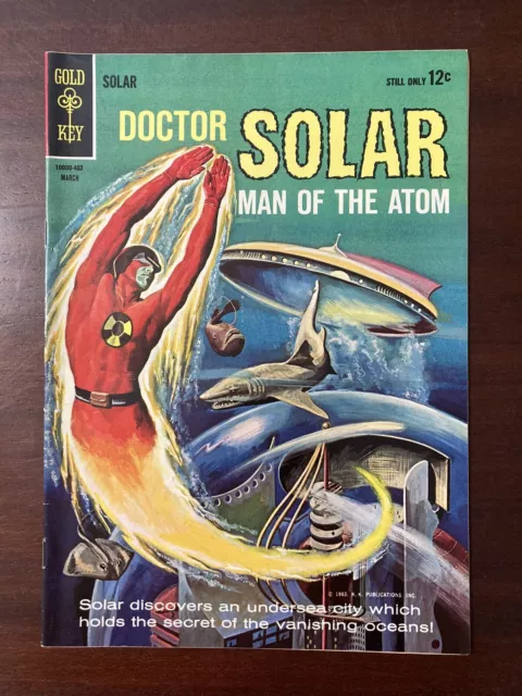 Doctor Solar 7 FN/VF 1964 Man of the Atom Gold Key Comics Flat Ship!