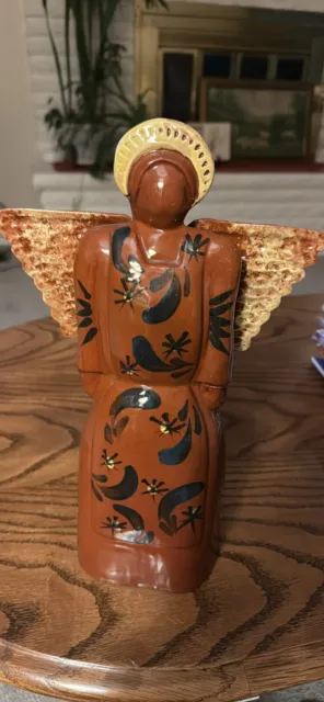 Eldreth VTG Redware Pottery Angel Christmas Rare Handpainted Signed 1997 12”