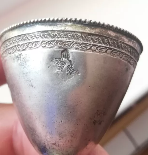 Ottoman   Antique Original Perfect  Solid  Silver Amazing Tugra  Cup 2