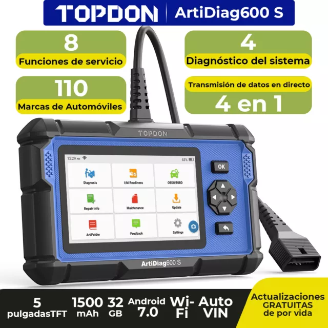 TOPDON AD600S Coche profesional OBD2 herramienta de diagnóstico ABS/SRS/ABS/TCM